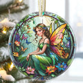 3.5 Inch Ceramic Christmas Tree Ornament, Vintage Fairy Christmas Ornaments, Heirloom Keepsake, Gift Exchange, Gift Idea, Bauble Present