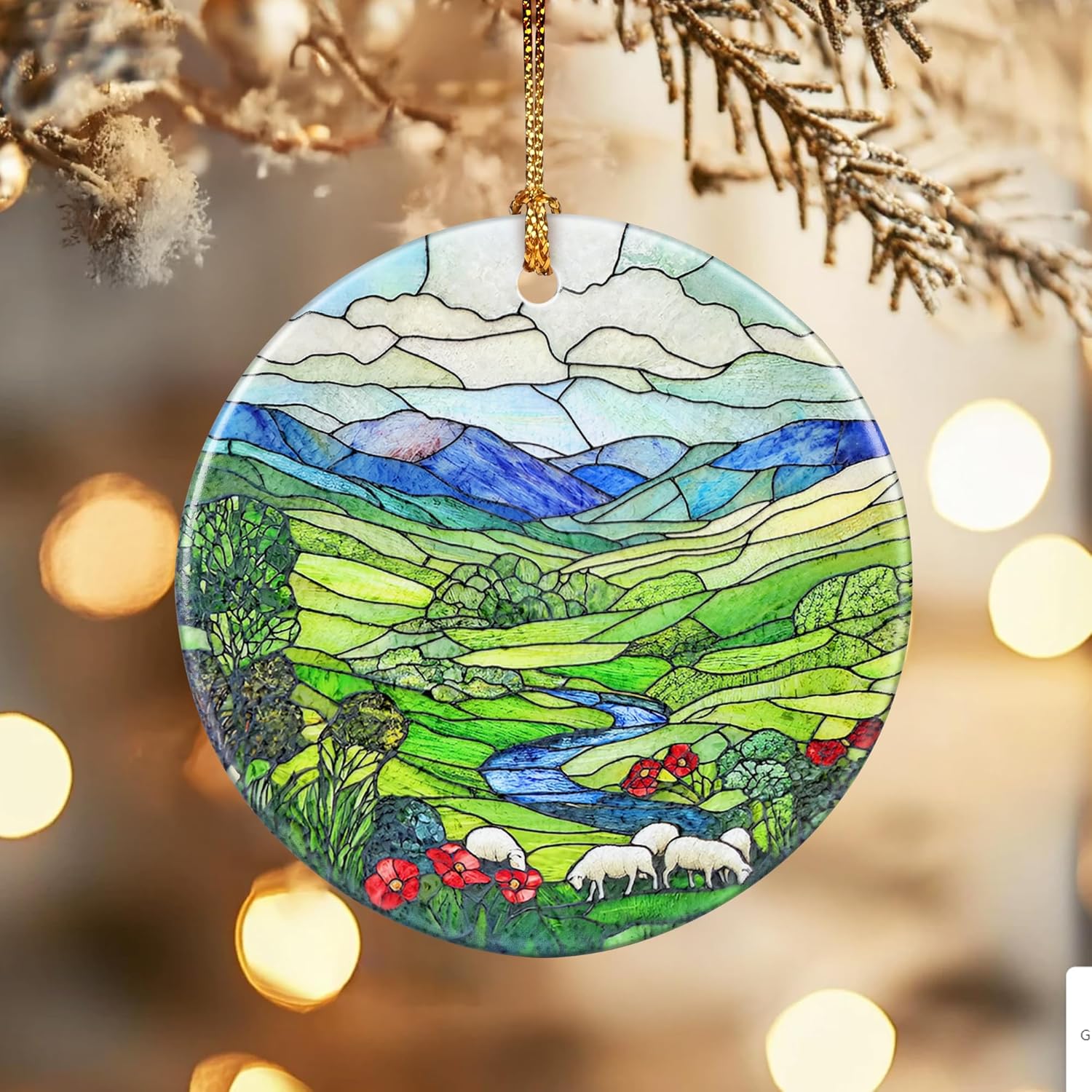 Christmas Ornaments, Dodosky 2.8in Ceramic Green Irish Hills Ornament, Xmas Decor, Christmas Tree Ornaments, Xmas Decorations for Tree, Holiday Ornament, Gifts for Women, Men, Nature Lovers