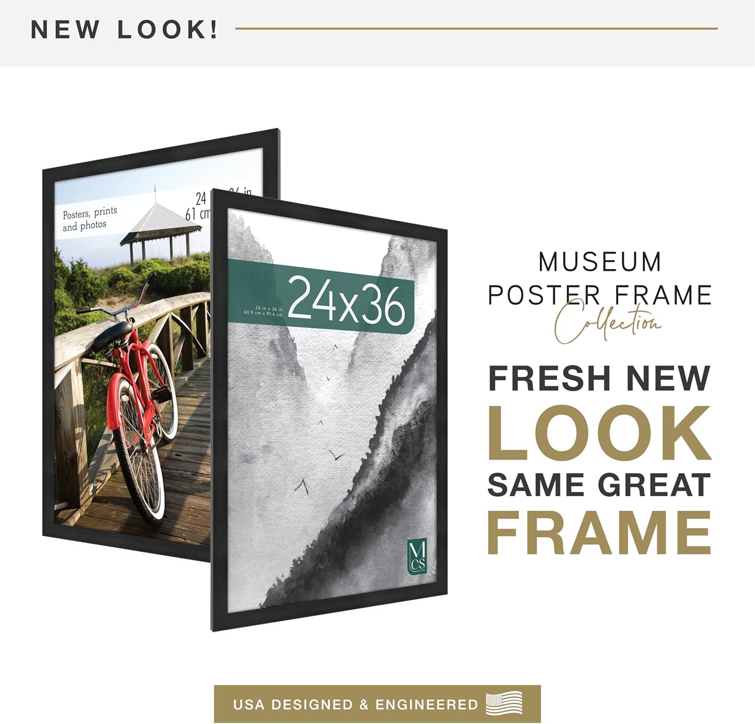 MCS Museum Poster Frame, Onyx, 24 x 36 in, Single