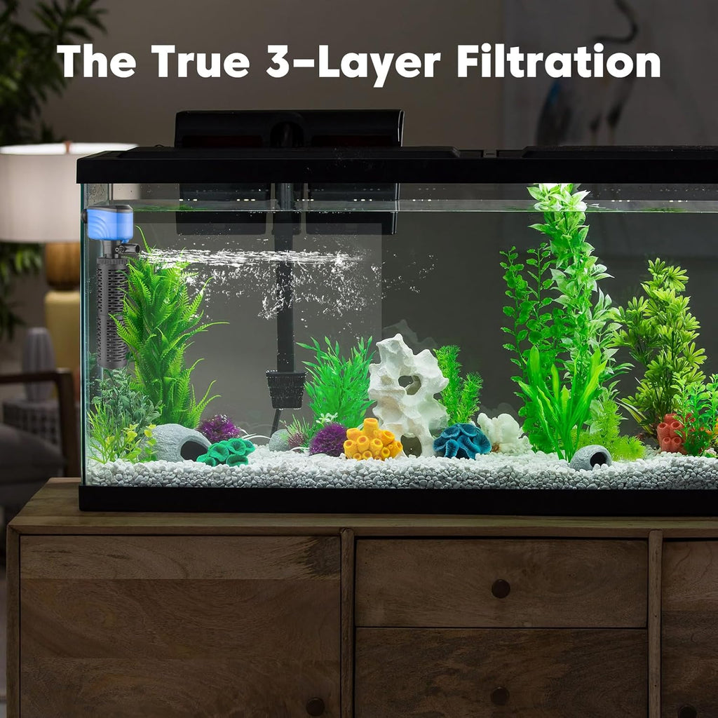 Aquarium Filter, 450GPH Fish Tank Filters for 75-150 Gallon Aquariums and Fish Tank, Suitable for Saltwater and Freshwater, Whisper Filter