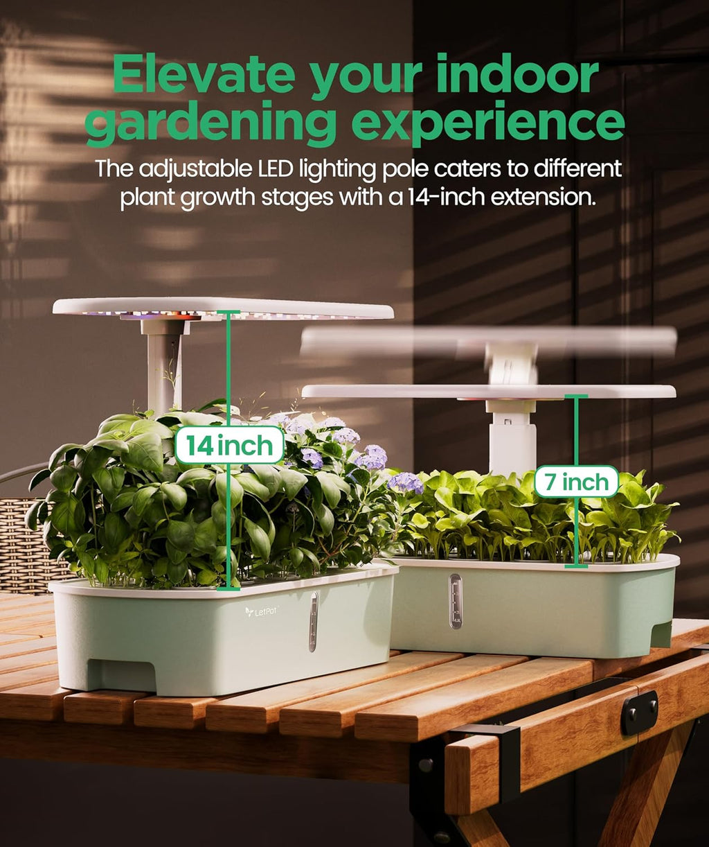 LetPot LPH-Air Hydroponics Growing System Kits, APP & WiFi Controlled Smart Indoor Garden with Adjustable 24W Grow Light Full Spectrum, 10 Pods Planter Indoor Gardening for Gifts, Kitchen, Vegetable