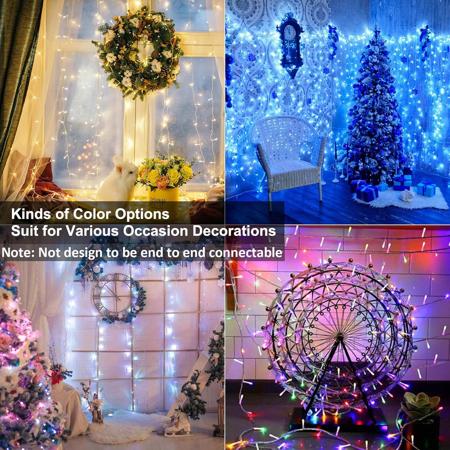BrizLabs RGB String Lights, Color Changing Orange Purple Halloween Lights, 100 LED 33ft USB Christmas Light Dimmable with Remote, Mini Christmas Light String Clear Wire for Halloween Xmas Thanksgiving