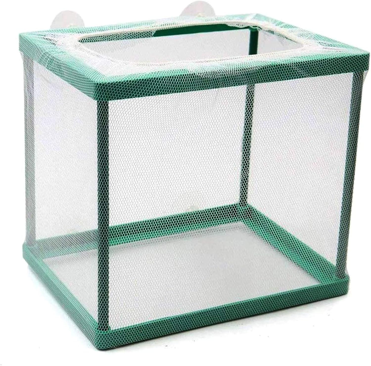 Still Awake, Aquarium Fish Breeder Box, Isolation Hatching Juvenile Spawning Incubator, Water Net Hatcher, Nylon Mesh Fry Hatchery Box Separation Net（Green S）