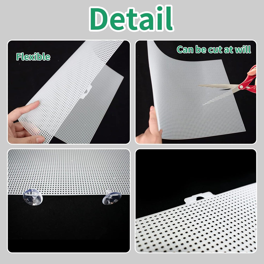 2 Pack Fish Tank Divider, Plastic Grid Cuttable Grid Plate Fish Separator with 12 Suction Cups DIY Designed Clear Easy to Bent 17 * 13in