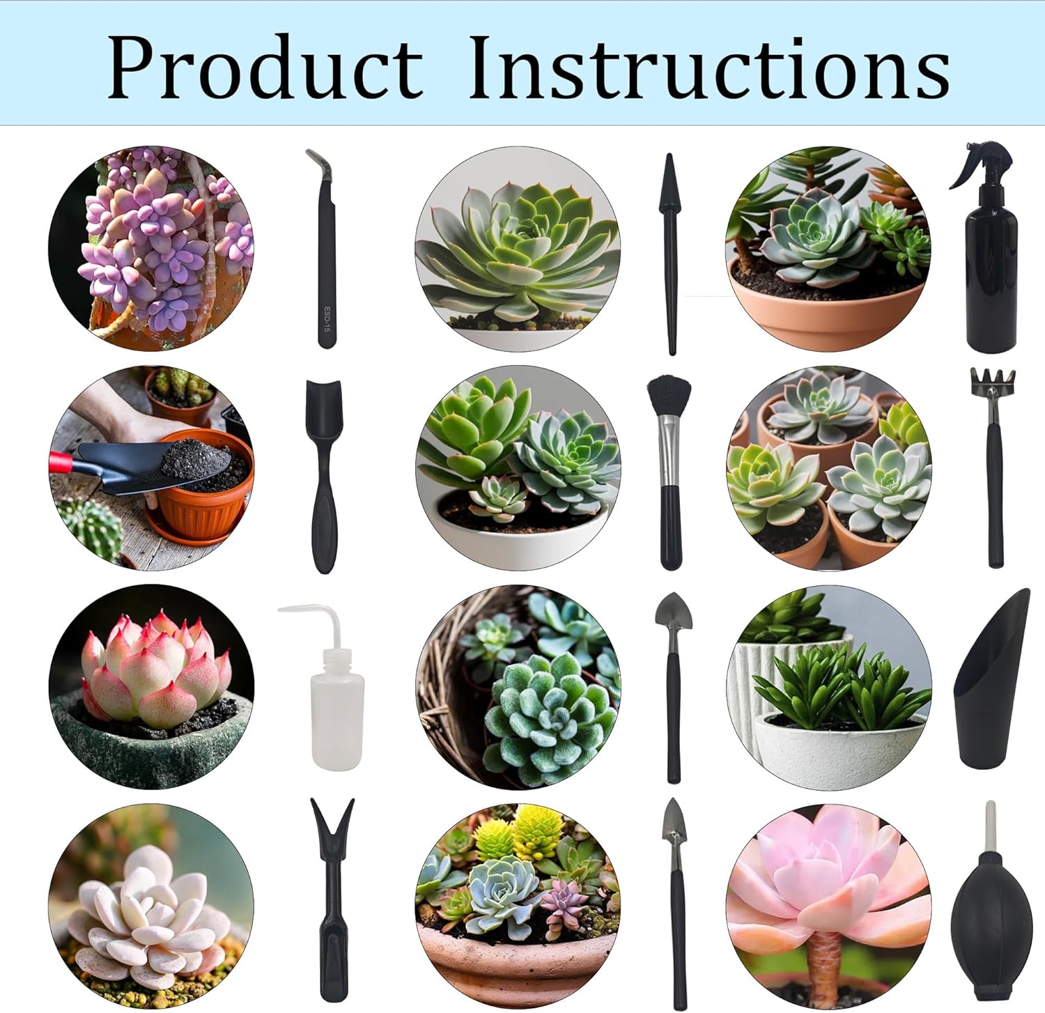 13Pcs Succulent Tools Set Mini Garden Tool Kit Transplanting Tools for Succulent Care Miniature Gardening Plant Watering Houseplant