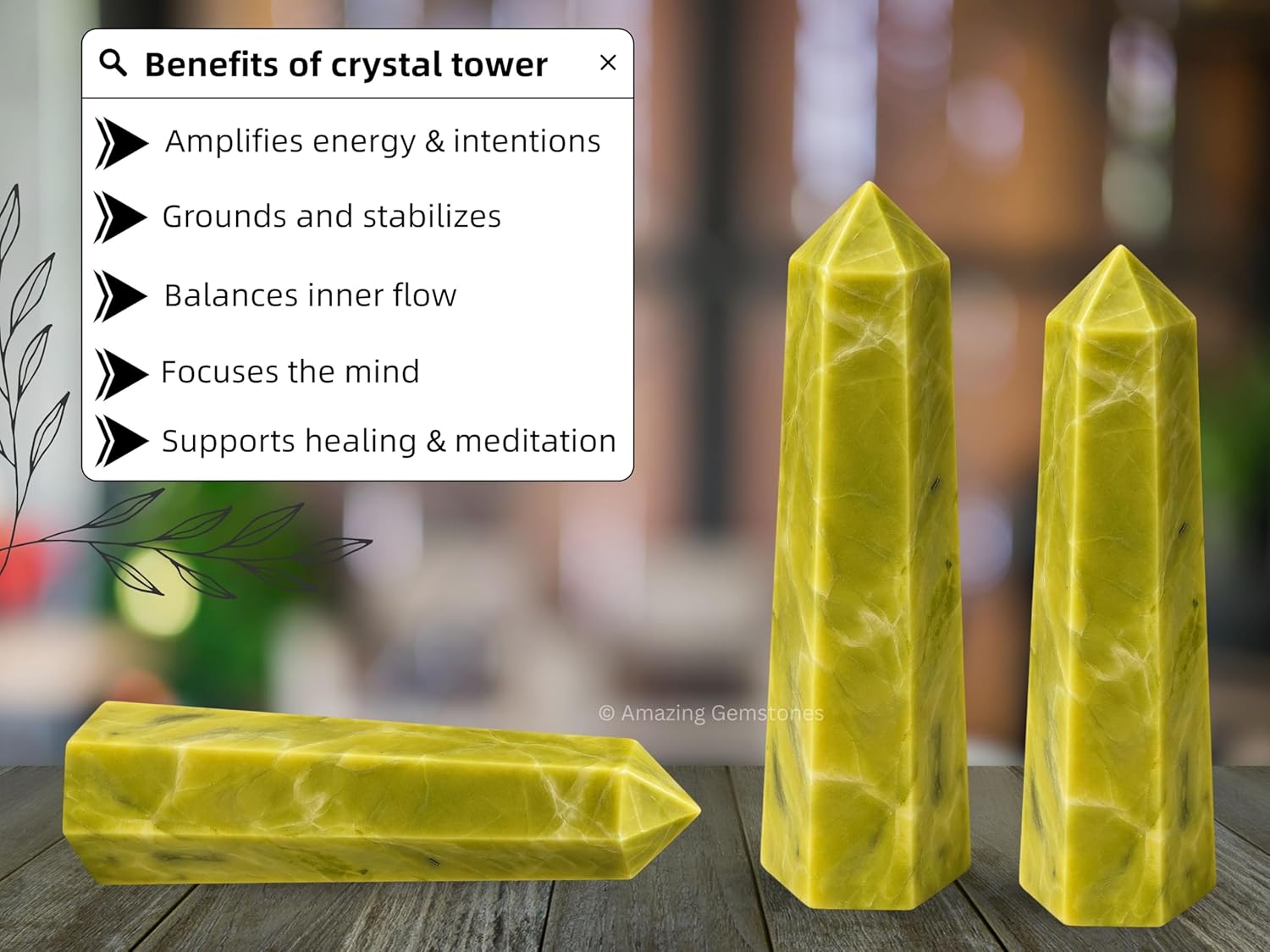 Amazing Gemstone Serpentine Crystal Towers - Natural Healing Crystal Point Obelisk for Reiki Healing and Crystal Grid (2 Inch to 3 Inch)