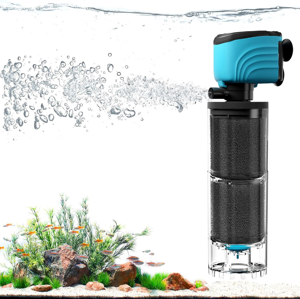 Internal Aquarium Filter, Upgraded 50-150 Gallon Fish Tank Filters, 450GPH Submersible Whisper Pump for Large Turtle Tank with Debris Tray, Check Valve
