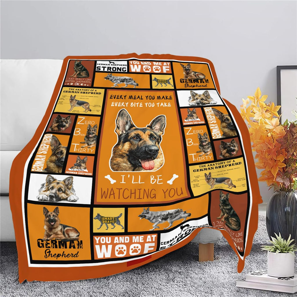 German Shepherd Throw Blanket German Shepherd Puppy Stuff Gifts for Dog Lover Kids Girls Boys Adults Women Men Soft Cozy Warm Plush Fluffy Fuzzy Fleece Blanket Decor 40''X50''
