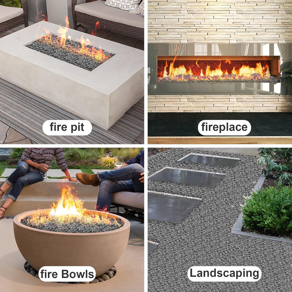 Stanbroil Tumbled Lava Rock Pebbles for Indoor or Outdoor Gas Fire Pits and Fireplaces - 10 pounds(1"-2")
