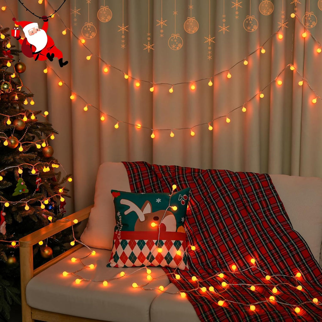 JMEXSUSS Orange String Lights Indoor, Connectable 100 LED Globe String Lights Plug in with Remote, 33ft 8 Modes Orange Christmas Lights Outdoor for Bedroom Thanksgiving Party Fall Holiday Decor