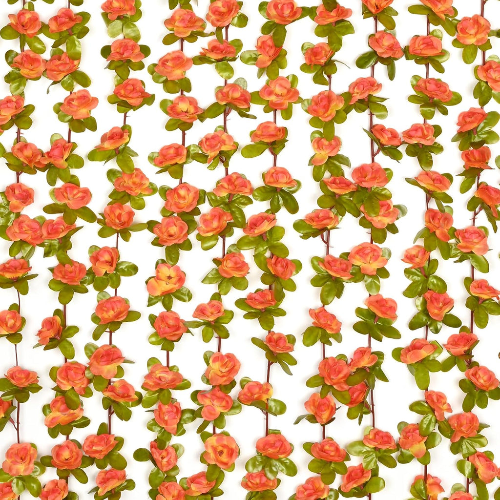 BLEUM CADE 12Pcs 98.4Ft Flowers Garland Artificial Rose Vines for Bedroom, Cute Fake Hanging Flower Vines Floral Garland Decorations for Wedding Party Wall Room Decor Aesthetic