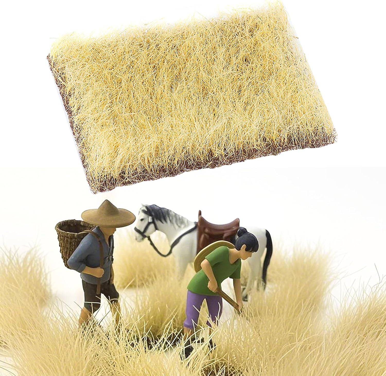Warmtree Hand Torn Model Grass Tufts for Miniature Scenery Applicable for N & HO Scale for Train Layouts, Diorama Supplies, and Architectural Models(Autumn Yellow)