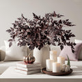 Artificial Cimicifuga Plant Leaf Fake Plants Fall Stems for vases Fake Leaves Silk Plants for Fall Decorations for Home Dining Table, Wedding, Fireplace Decorations 8PCS 23.6In（No vase）