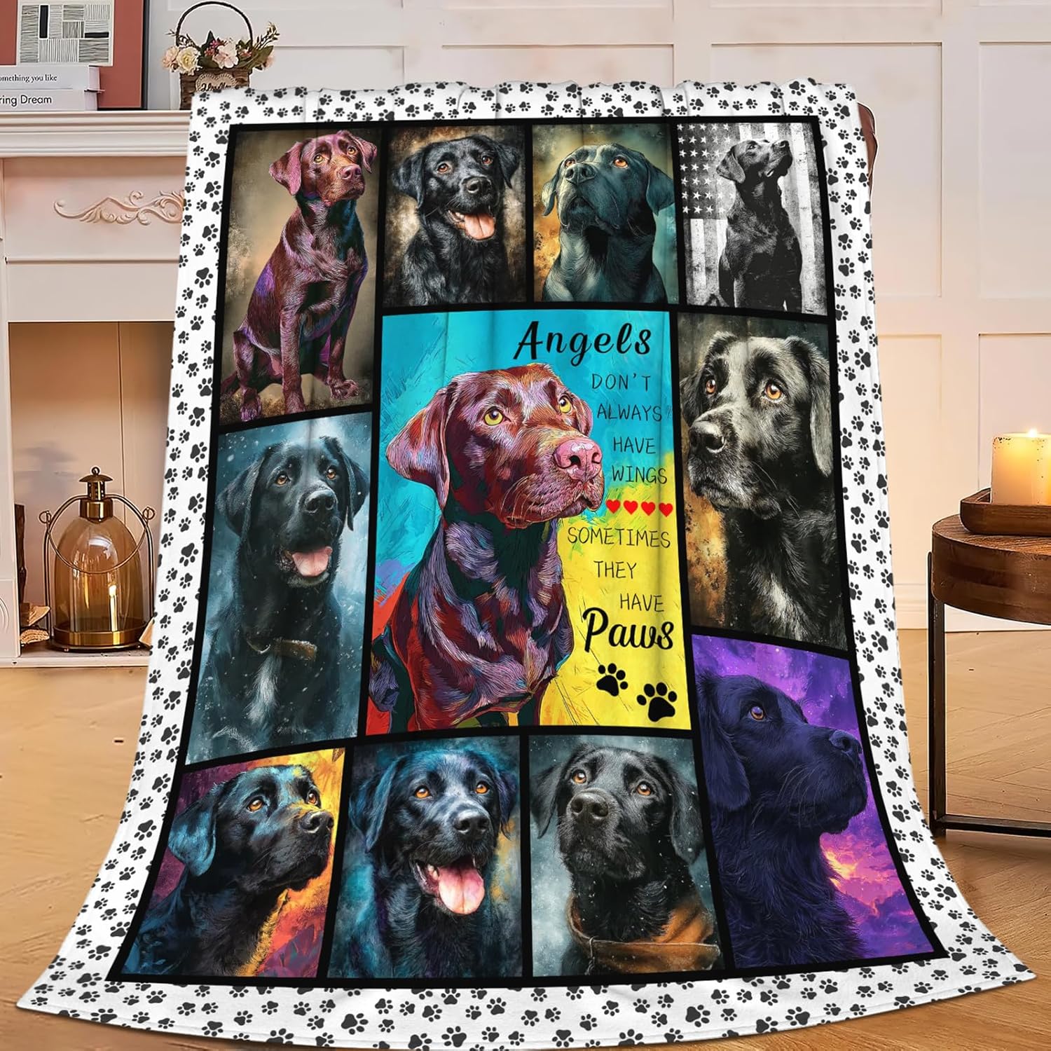 Labrador Throw Blanket Labrador Puppy Stuff Gifts for Dog Lover Kids Girls Boys Adults Women Men Soft Cozy Warm Plush Fluffy Fuzzy Fleece Blanket 60''X80''