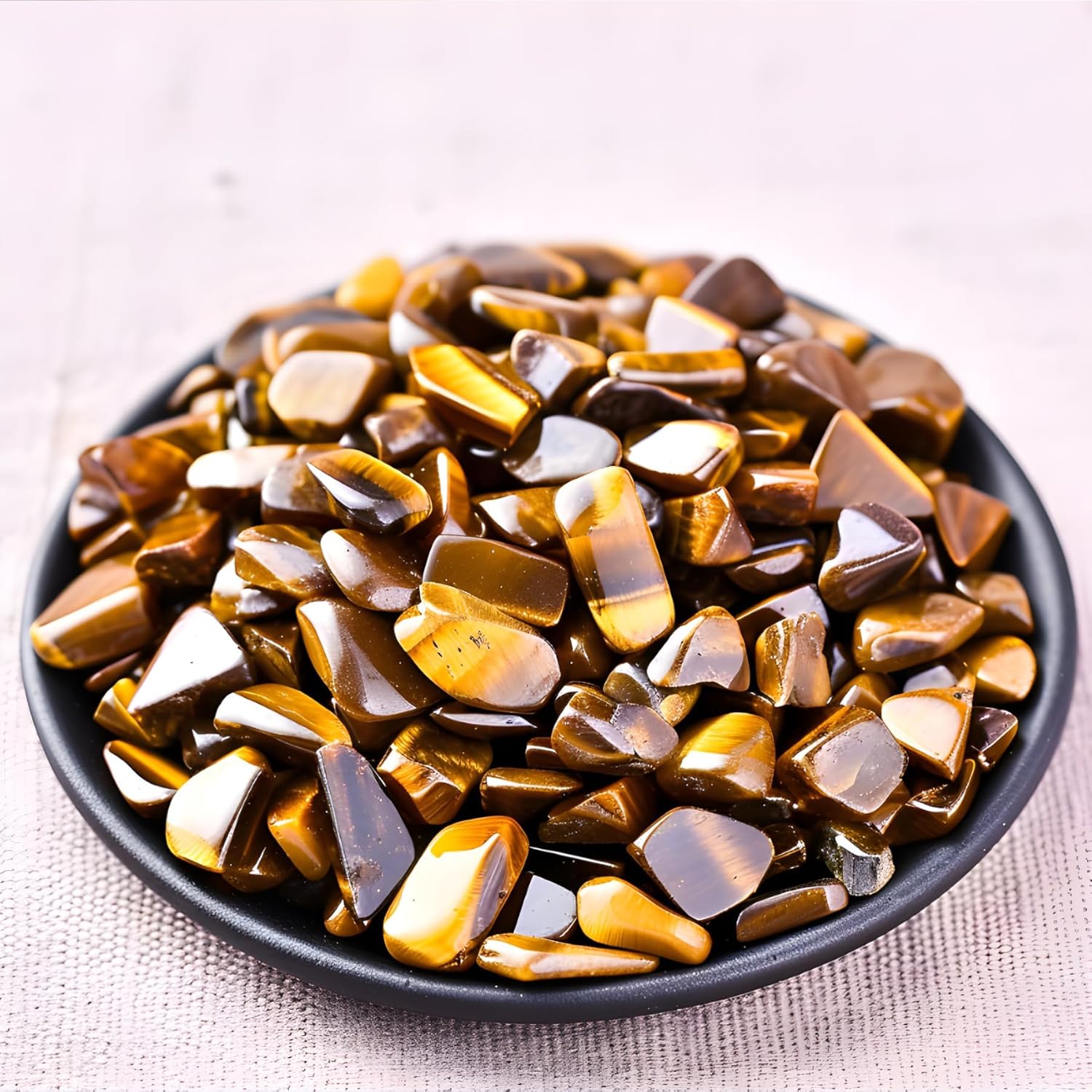 Polished Tigers Eye Crystal Chips 200 Pcs - 0.3" 10 oz Tumbled Stone Chips Crushed Sea Glass Stones Healing Reiki Crystal Jewelry Making Home Decoration