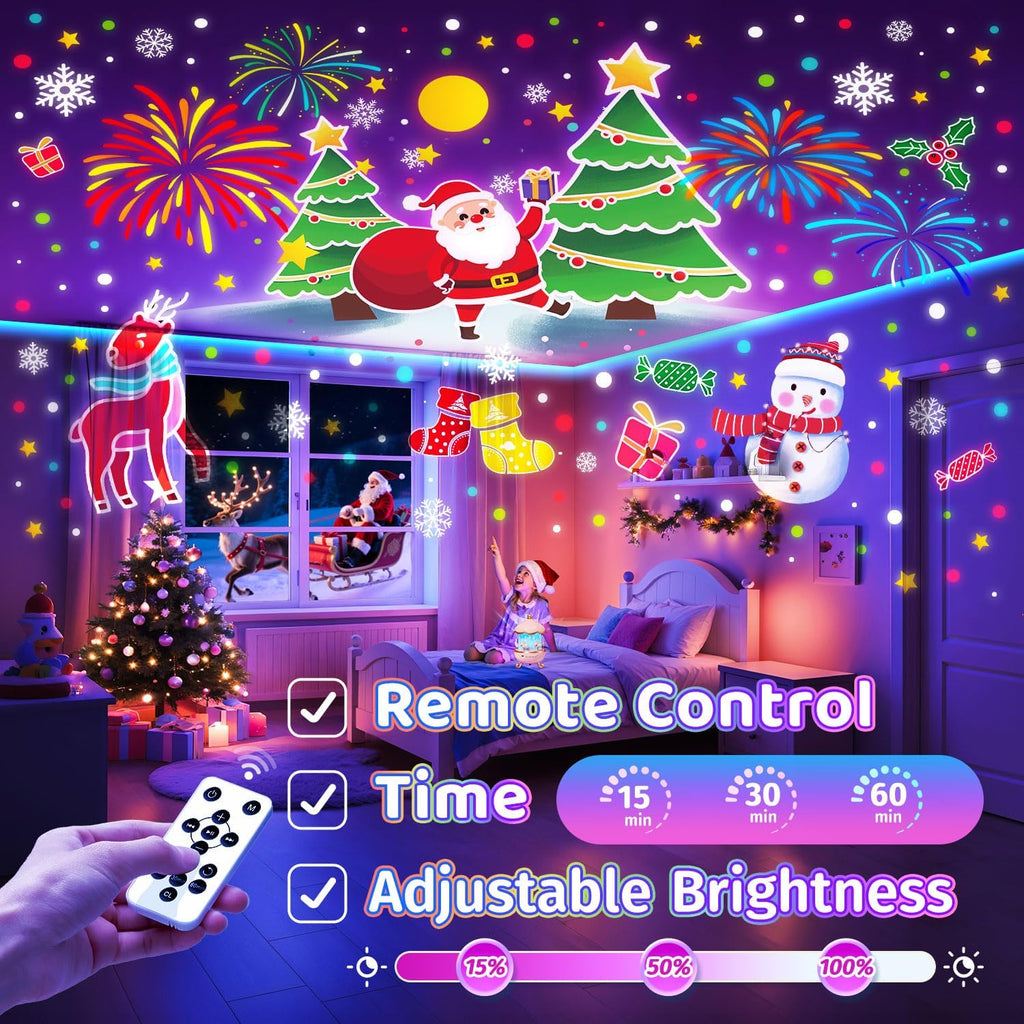 Christmas Gifts for Girls Toys, 15 Music+15 Films+315 Colors Night Light Projector, 360°+Remote+Cordless Star Projector for Kids, Mermaid Princess Gifts for Girls Room Decor, Pink Baby Toddler Toys