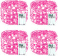 4 Pack 60 LED Christmas Fairy Lights Battery Operated with Timer, 20FT Waterproof Twinkle Lights Indoor Outdoor, String Lights for Bedroom, Wedding, DIY, Centerpiece, Christmas Decorations(Pink)