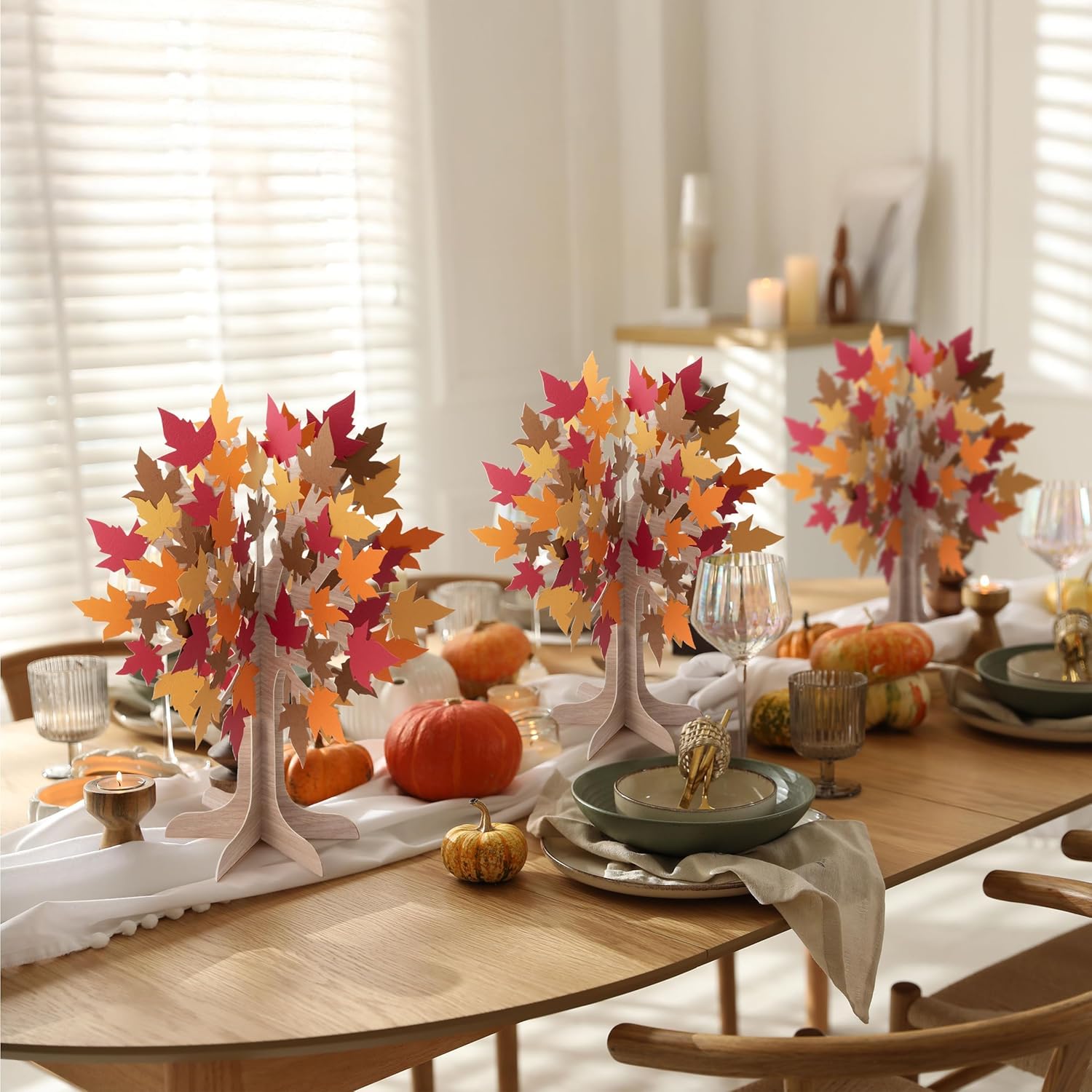 Cheerland Tree of Life Centerpiece 3D Table Decor Autumn Fall Thankful Tree for Thanksgiving Harvest Rustic Woodland Party Supplies Yellow, Orange, Red Leaves Décor Arrangements Displays