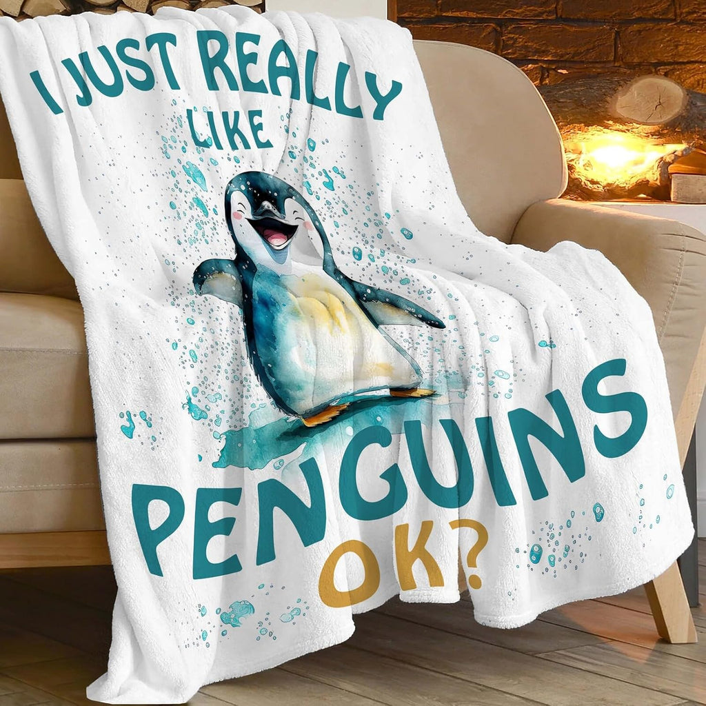Penguin Blanket Cute Penguin Throw Blanket Gifts for Girls Boys Kids Women Men Adults Super Soft Cozy Plush Fluffy Fuzzy Fleece Blanket Home Decor 40''X50''