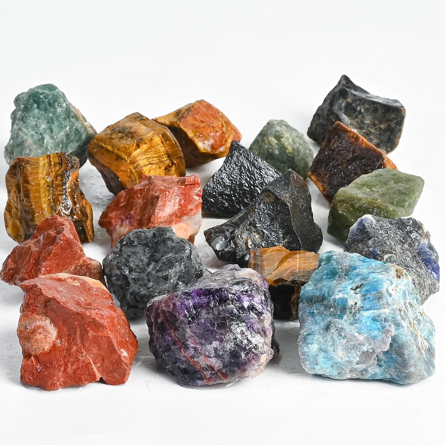 Crocon 2LB Assorted Rough Bulk Natural Stone Raw Gemstone Tumbling Cabbing Polishing Gem Mining Chakra Balancing Reiki and Crystal Healing Good Luck Home Office Décor