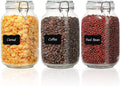 ComSaf Airtight Glass Canister Set of 3 with Lids 51oz Clear Food Storage Jars Square, Kitchen & Pantry Organization Food Storage Container for Canning, Sugar, Flour, Pasta, Candy, Cereal, Coffee