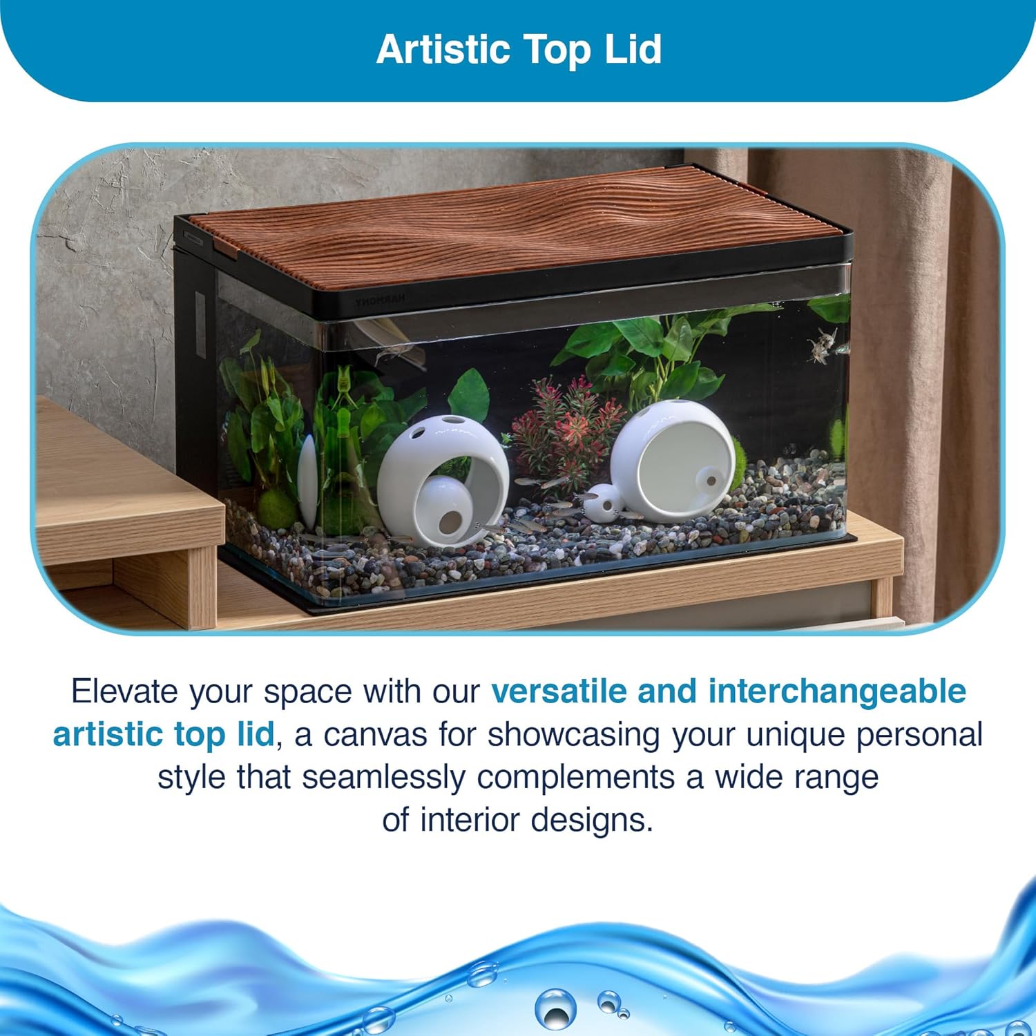 Cherry Wood Grain Top Lid for Clairnara Harmony Aquatic Tank