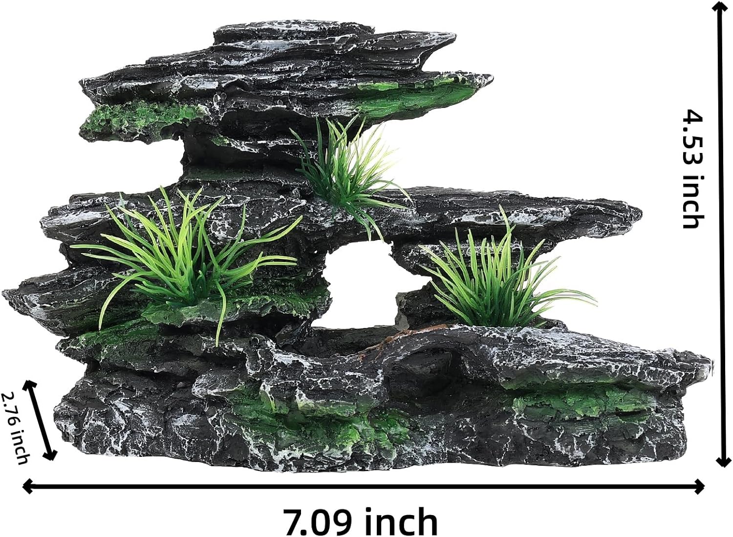Fish Tank Mountain View Stone Ornament, Large Premium Aquarium Decor, Multi-Functional Spot for Betta, Snails, Turtles to Rest, Play & Basking