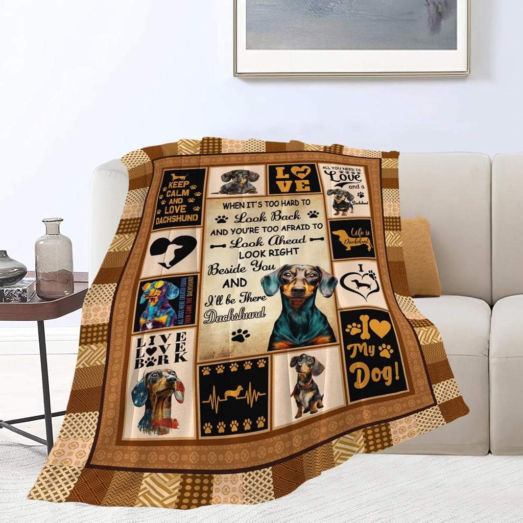 Dachshund Throw Blanket Weiner Dog Dachshund Puppy Stuff Gifts for Dog Lover Kids Girls Boys Adults Women Men Soft Cozy Warm Plush Fluffy Fuzzy Fleece Blanket Decor 50''X60''