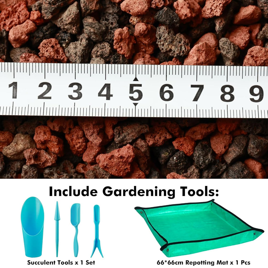 11 Pounds Mix Lava Rocks, 5-8 mm Red and Black for Plants, Bonsai, Horticultural Grit Soil Cover Gravel for Succulents, Hydroponics, Fairy Gardening, Top Dressing, Plant Drainage