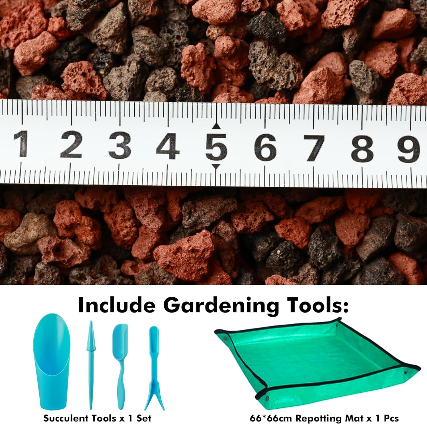 11 Pounds Mix Lava Rocks, 5-8 mm Red and Black for Plants, Bonsai, Horticultural Grit Soil Cover Gravel for Succulents, Hydroponics, Fairy Gardening, Top Dressing, Plant Drainage