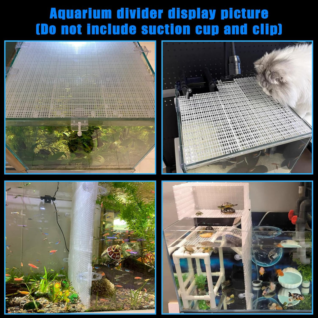 Plastic Egg Crate Grip Panel Fish Tank Divider Aquarium Divider Filter Bottom Fish Tank Isolation Board Egg Crate Tray (White, 12pcs 11.8X5.9 Inch with 0.15 Inch Hole)