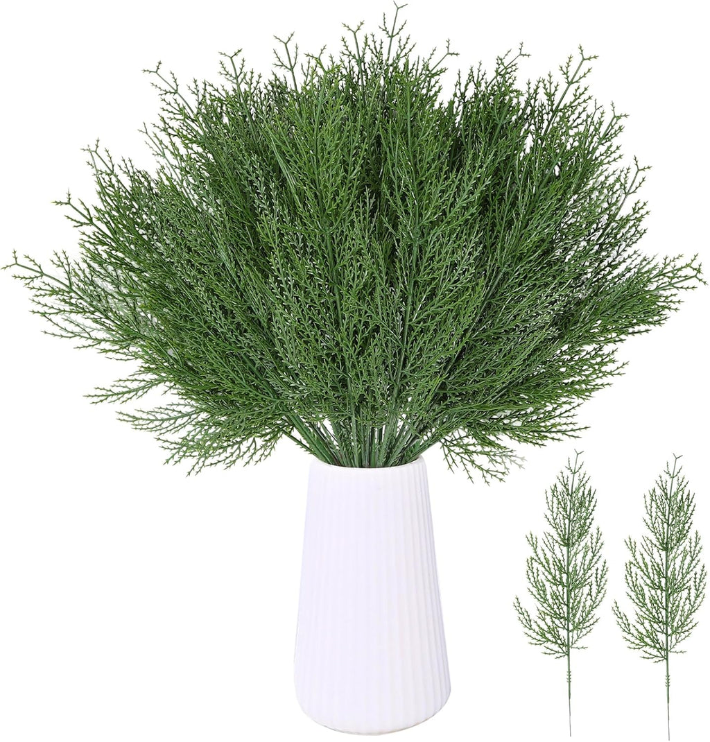 50 PCS Artificial Pine Branches Christmas Faux Pine Greenery Stems Fake Cedar Pine Needles Picks for Christmas Tree Wreath Garland DIY Crafts Holiday Home Decoration