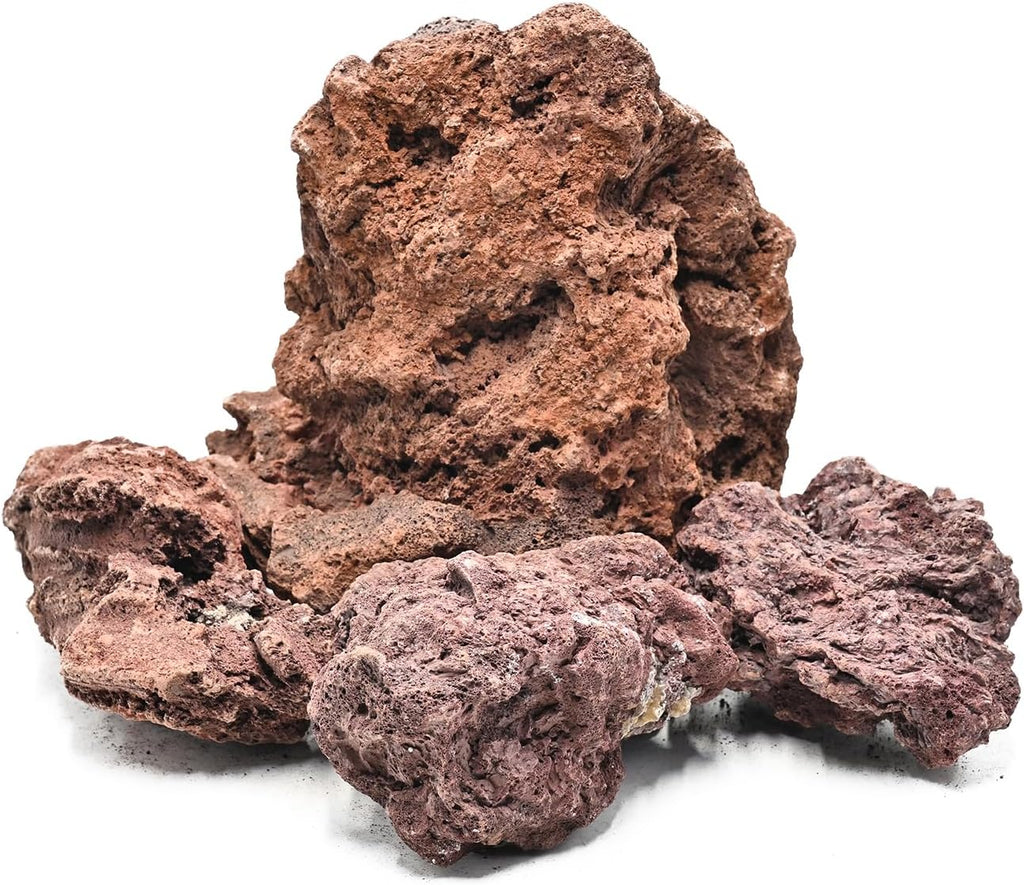 Red Lava Rock Natural Volcanic Stones 4"-6" Aquarium Rocks for Aquascaping,Aquarium Landscaping,Shrimp Tank,Terrariums & Decorative Landscaping-5lb 3pcs