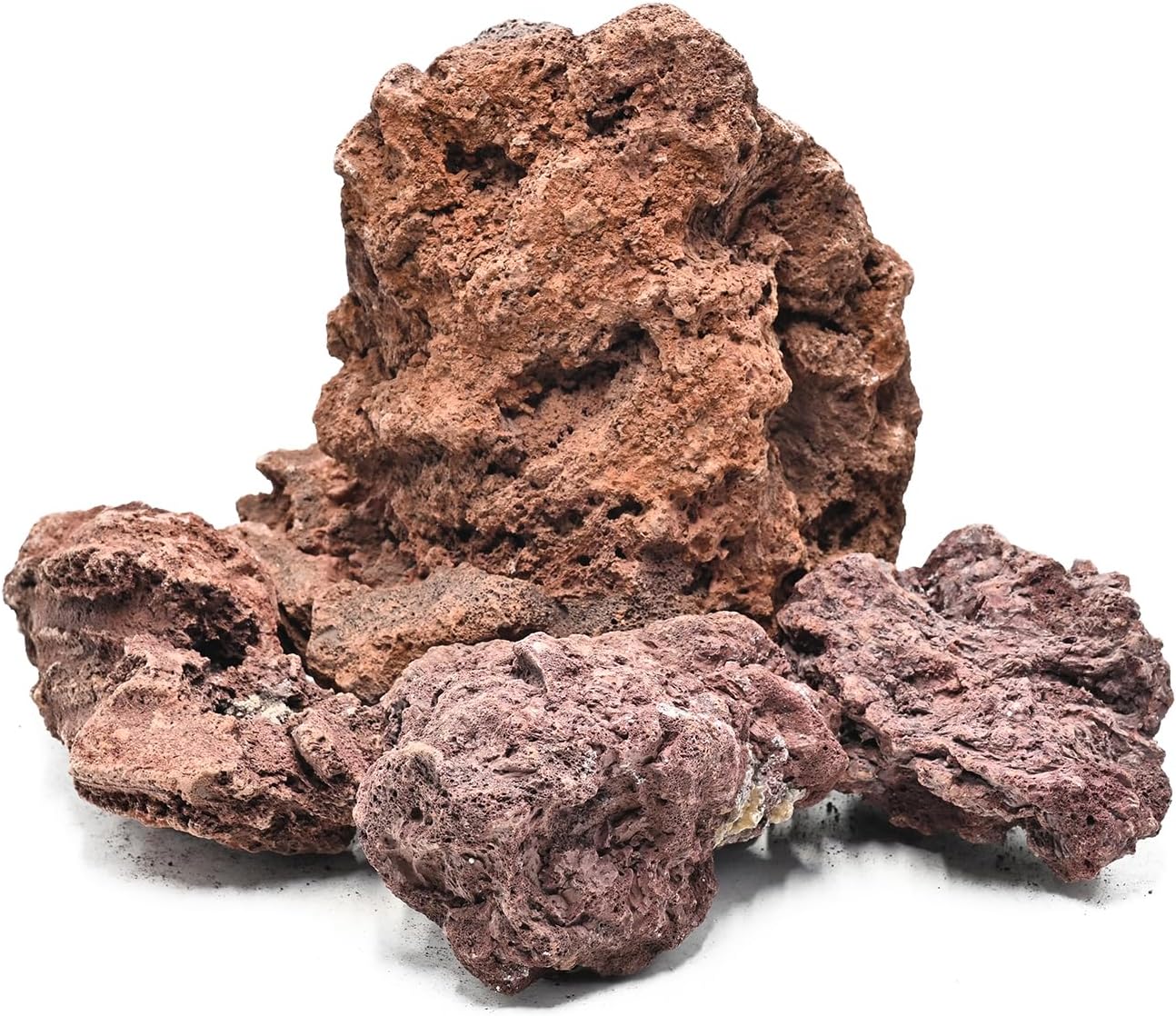 Red Lava Rock Natural Volcanic Stones 4"-6" Aquarium Rocks for Aquascaping,Aquarium Landscaping,Shrimp Tank,Terrariums & Decorative Landscaping-5lb 3pcs