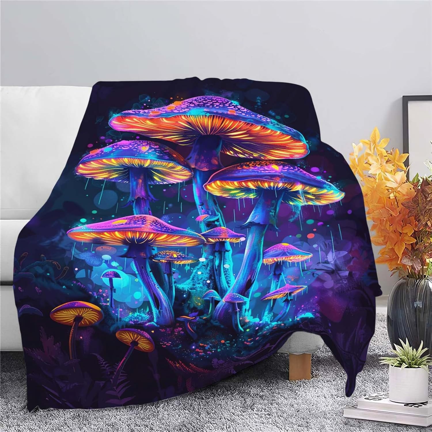 Mushroom Throw Blanket Mushroom Stuff Gifts for Kids Girls Boys Adults Women Man Soft Cozy Warm Plush Fluffy Fuzzy Fleece Blanket Decor 60''X80''