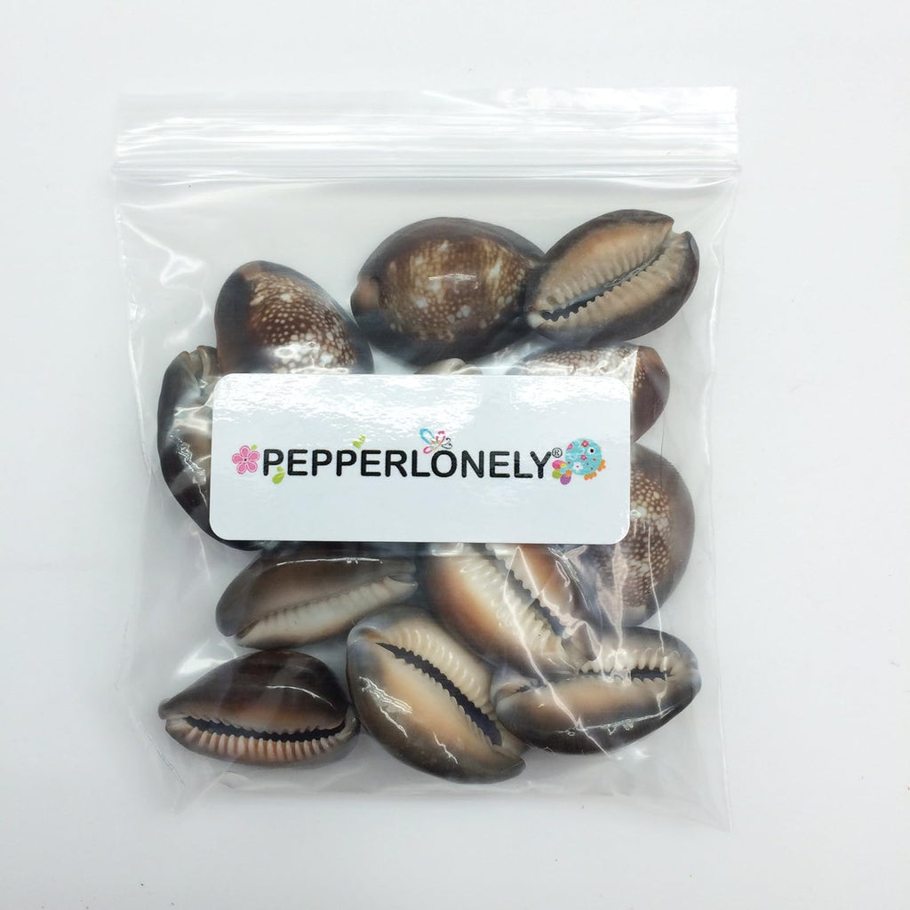PEPPERLONELY 12PC Serpent's Head Cowrie Sea Shells, Cyprae Caputserpentis Shells, 3/4 Inch ~ 1-1/4 Inch