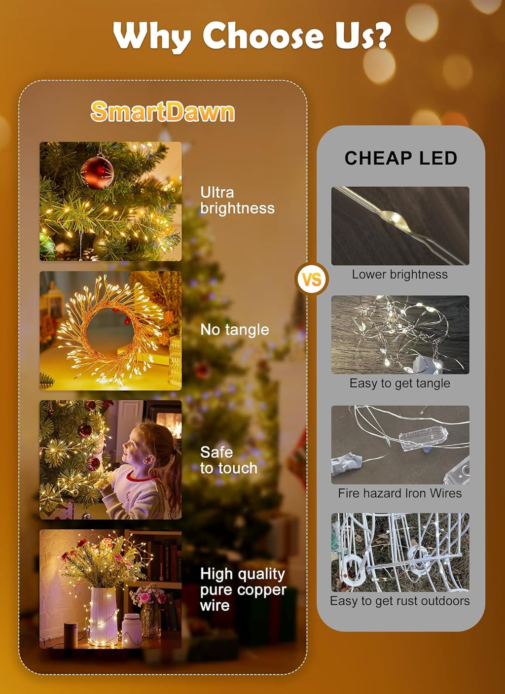 Twinkle Fairy Lights Plug in,200LED Cluster String Lights - Copper Wire Waterproof Christmas Tree Lights for Bedroom Indoor Outdoor, Party Garden Patio Decor