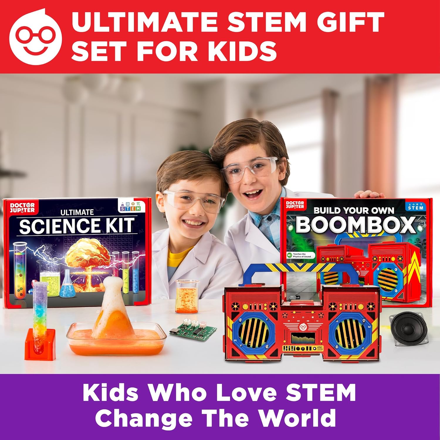 Doctor Jupiter Ultimate STEM Gift Set | Set of ‘Ultimate Science Kit’, ‘Boombox’ for Kids Ages 8+ | Birthday Gift Ideas for Boys, Girls | STEM Learning & Educational Toys for 8-10-12-14 Year Olds