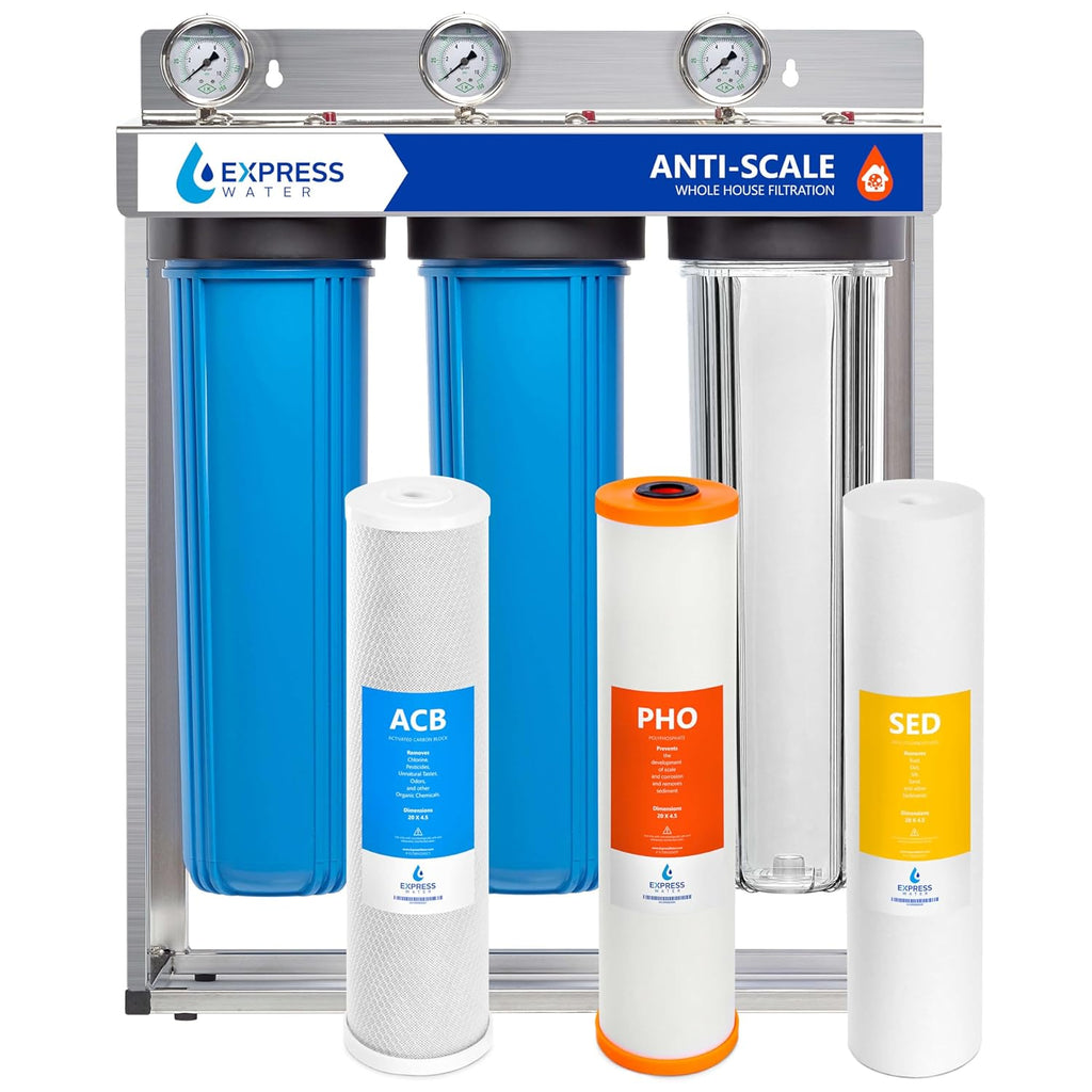 Whole Home Water Filter System| ANTI-SCALE | 3 Stage Water Purifier Whole Home, Top-Tier Anti-Scale Filter Specially Designed to Prevent Scale Build-Up, Protects Appliances, No More Descaler Solution