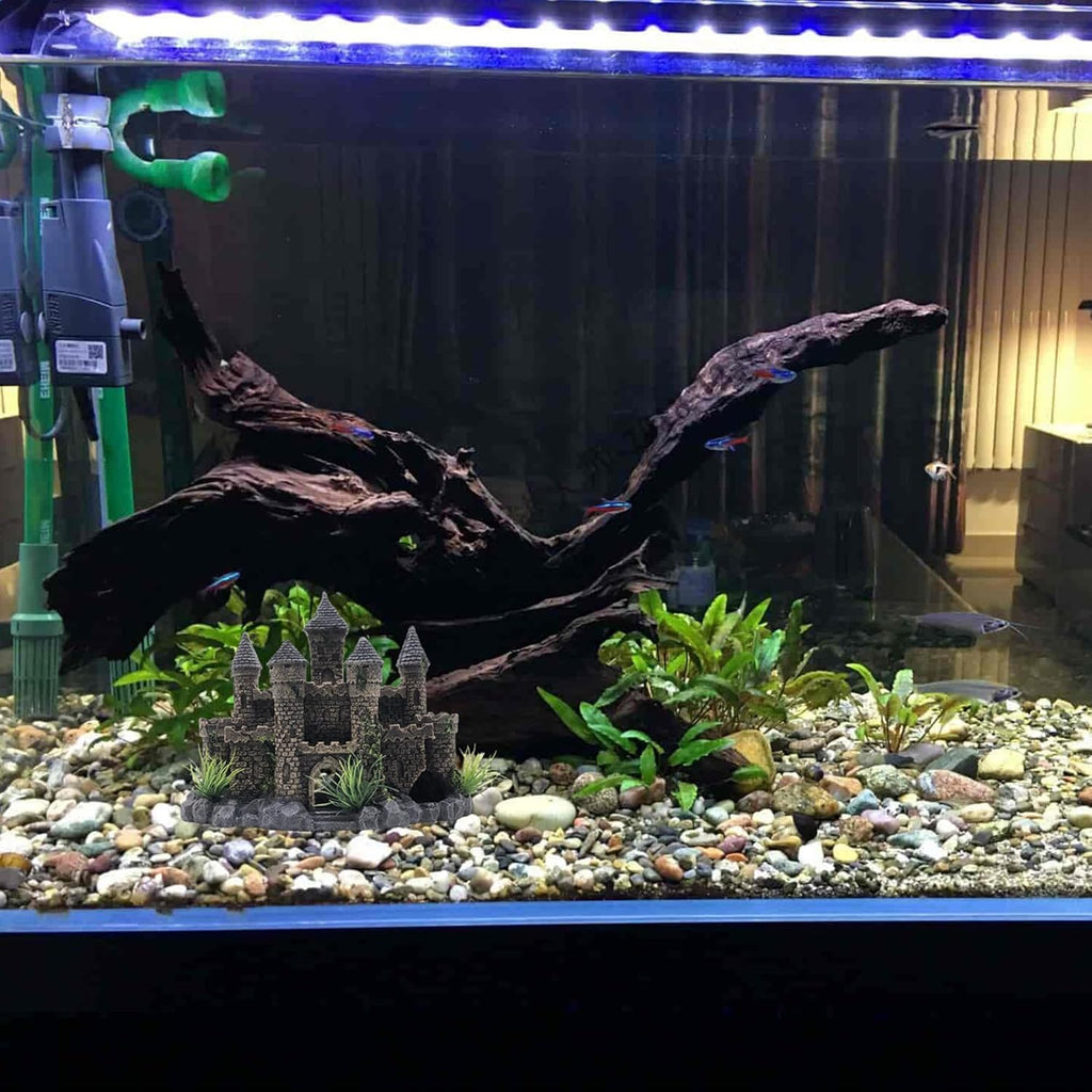 M2cbridge Aquarium Decor Castle Shipwreck Ornament Underwater Landscape(Mountain Castle)