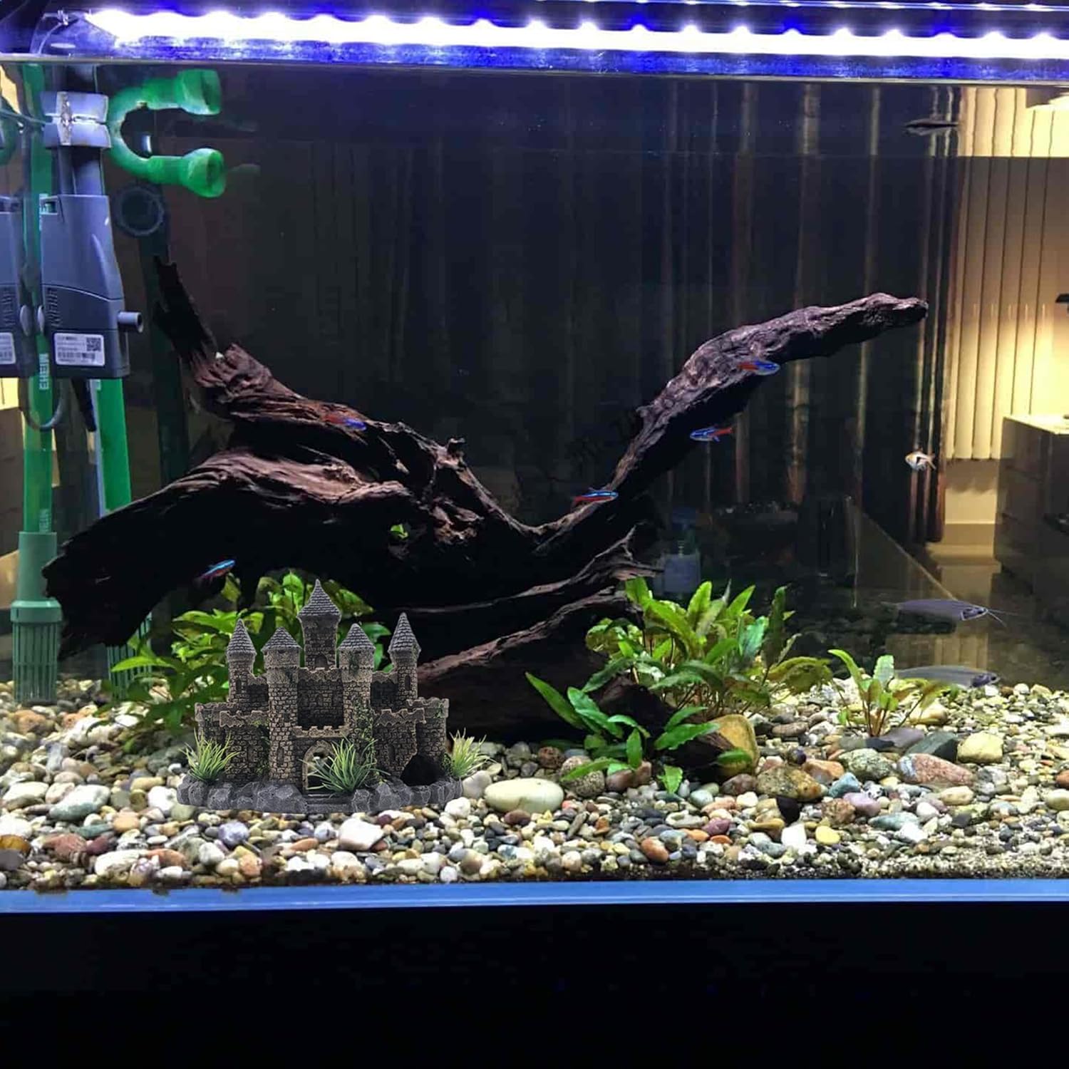M2cbridge Aquarium Decor Castle Shipwreck Ornament Underwater Landscape(Mountain Castle)