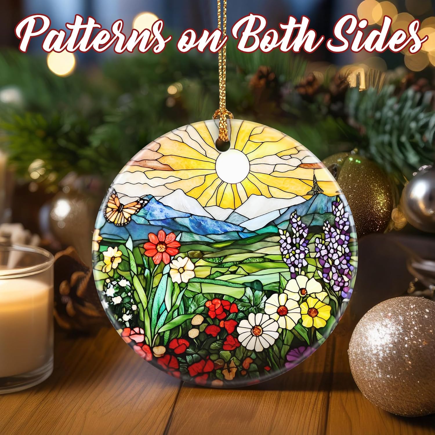 Christmas Ornaments, Dodosky 2.8in Ceramic Wildflower Ornament, Xmas Decor, Christmas Tree Ornaments, Xmas Decorations for Tree, Holiday Ornament, Flower Lovers Gifts, Gifts for Women, Mom, Grandma