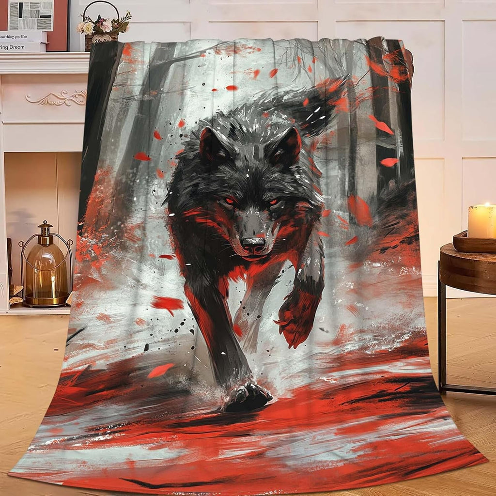 Wolf Throw Blanket Wolf Stuff Gifts for Kids Girls Boys Adults Women Man Soft Cozy Warm Plush Fluffy Fuzzy Fleece Blanket Decor 40''X50''