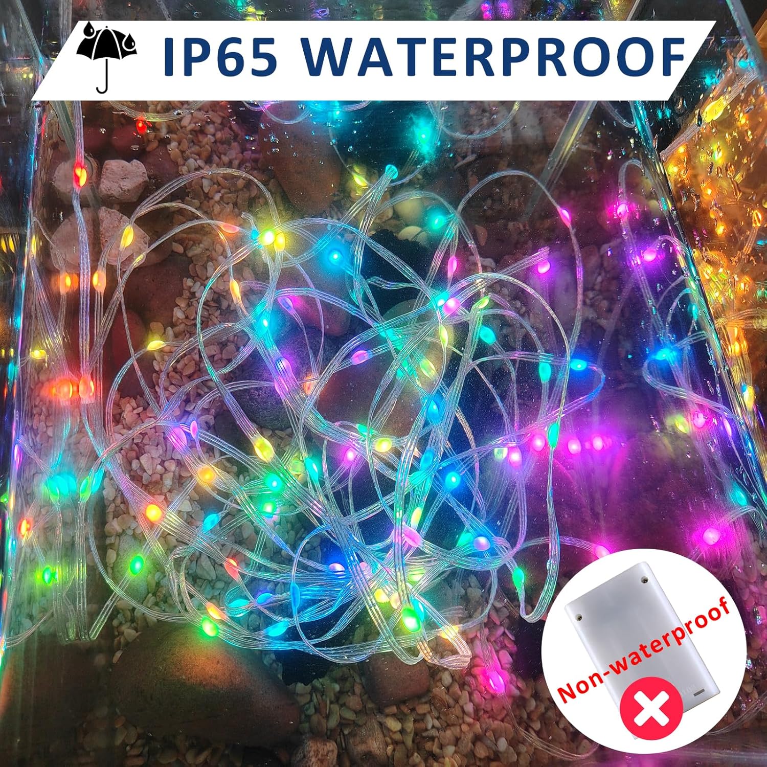 2 Pack RGB Fairy Lights, 32.8FT Total Color Changing Fairy Lights with Remote Control, USB Powered String Lights for Bedroom, Party, Christmas Decor