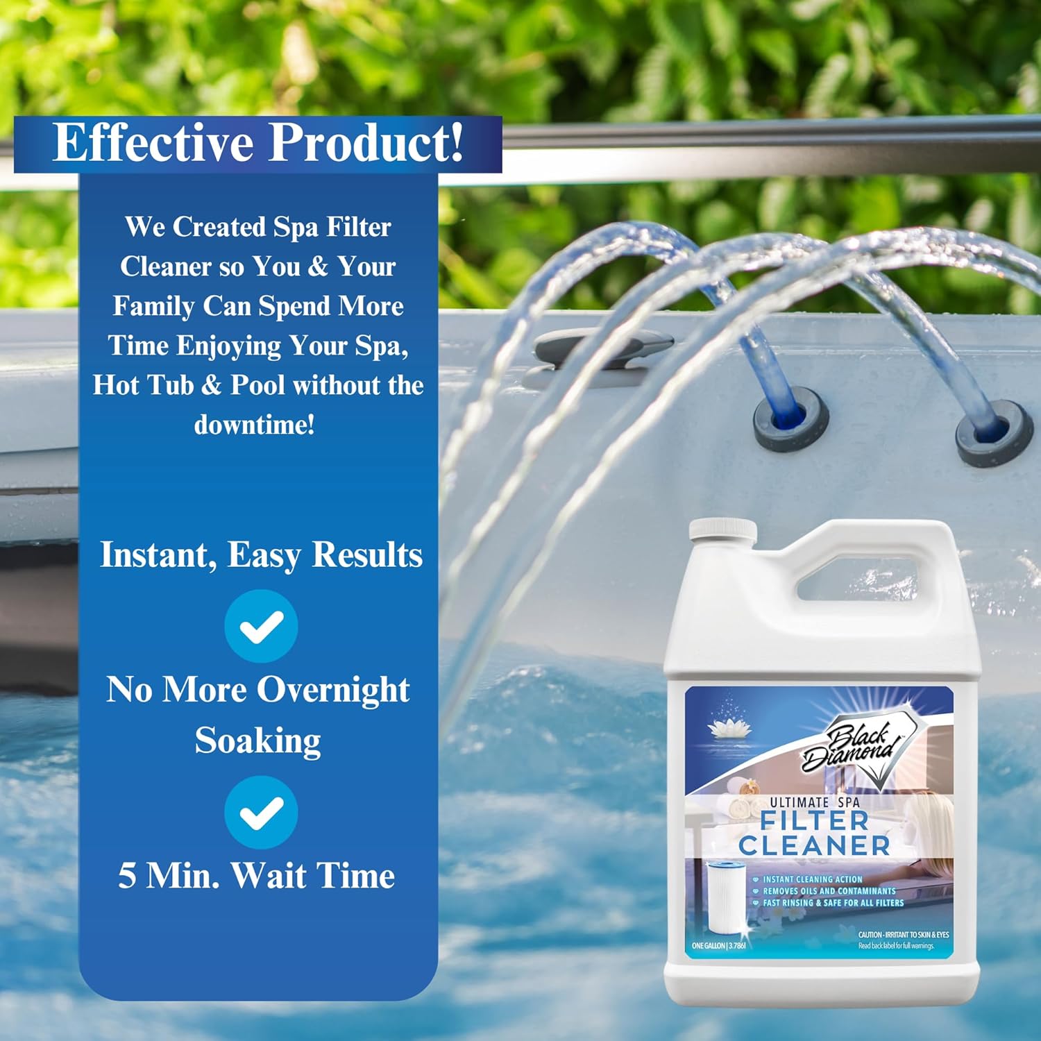 Black Diamond Stoneworks Ultimate Spa Filter Cleaner Fast-Acting Spray. Works Instantly on Hot Tub & Pool Filters Leaving Behind no Sticky Residue. Prolongs Filter Life and Pool Equipment. No Soaking