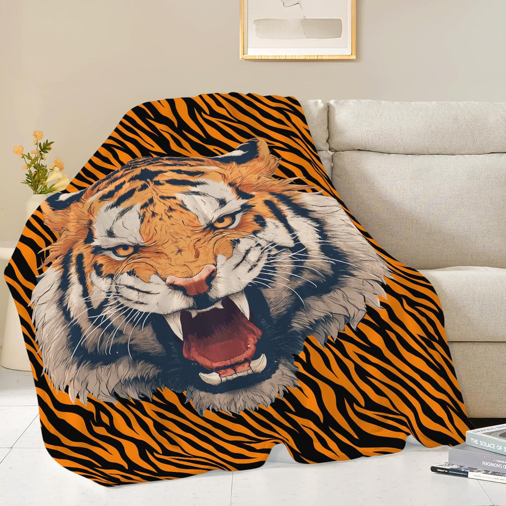 Tiger Throw Blanket Tiger Stuff Gifts for Kids Girls Boys Adults Women Men Soft Cozy Warm Plush Fluffy Fuzzy Fleece Blanket Decor 40''X50''