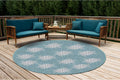 Liora Manne CARMEL Indoor/Outdoor Power Loomed Synthetic Blend Low Profile Area Rug - Transitional Coastal Turtle Decorative (Seaturtles Aqua) (7'10" Round)