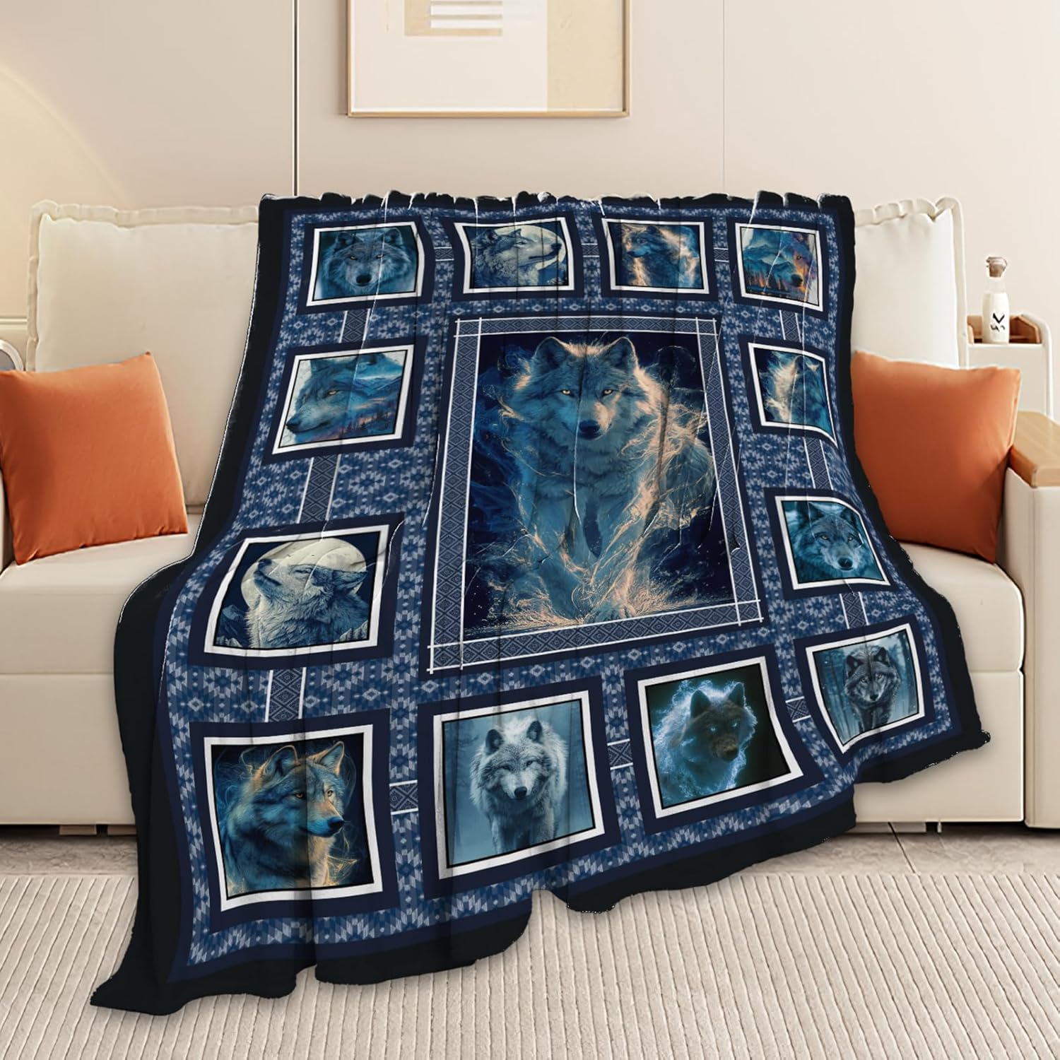Wolf Throw Blanket Wolf Stuff Gifts for Kids Girls Boys Adults Women Men Soft Cozy Warm Plush Fluffy Fuzzy Fleece Blanket Decor 40''X50''