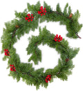 6FT Christmas Garland Faux Cypress Pine Cedar Garland with 20 LED Lights, Holiday Garland for Home, Wedding, Party Decorations