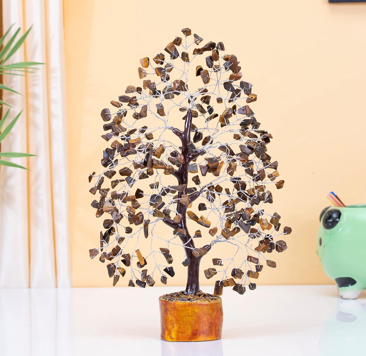 Tiger Eye Crystal Tree of Life Chakra, Handmade Gemstone Feng Shui Money Bonsai, Crystal Decorations, Spiritual Gifts, Healing Stone Home Decor